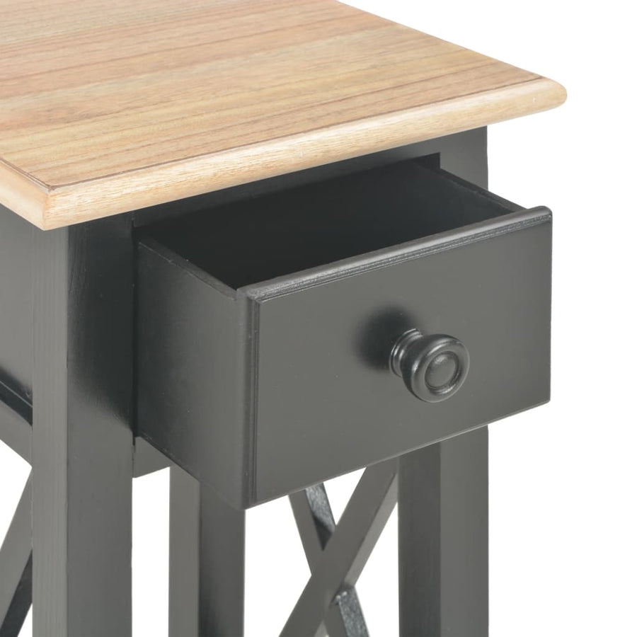 Bijzettafel 27x27x65,5 cm hout Bruin en zwart