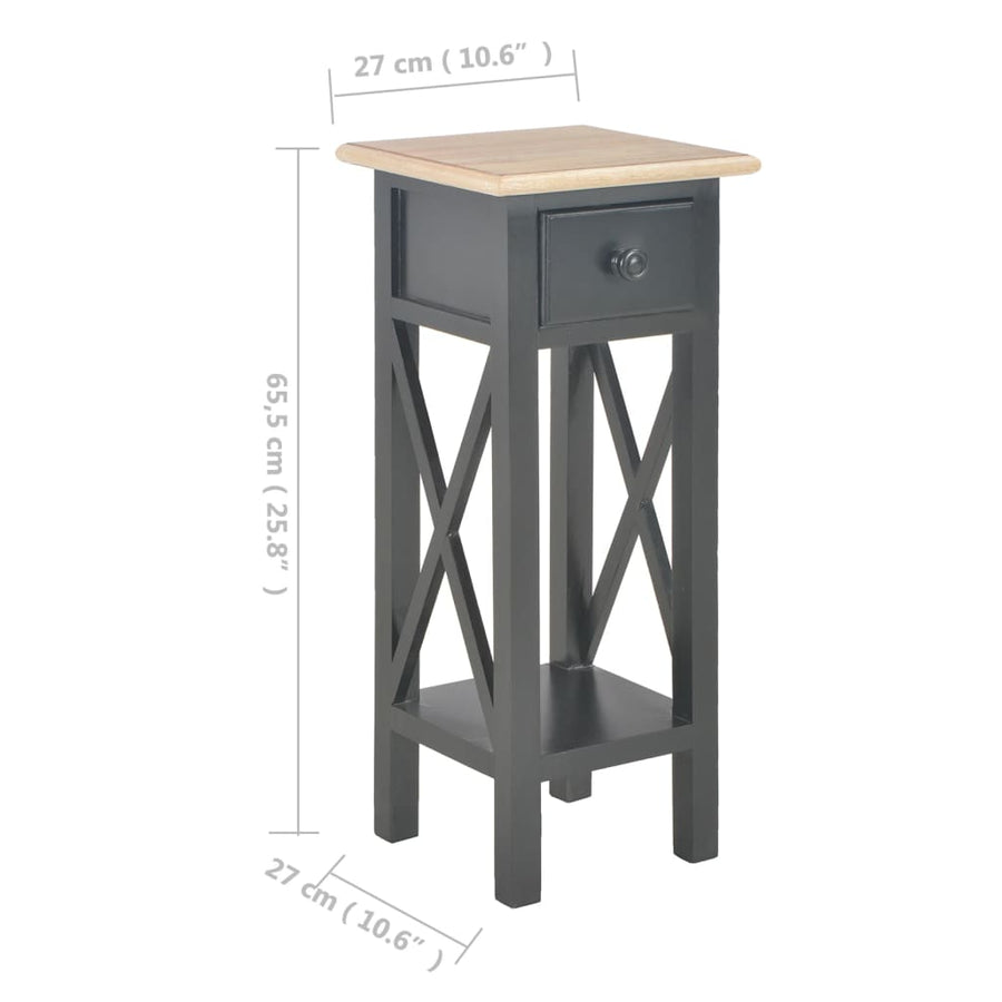 Bijzettafel 27x27x65,5 cm hout Bruin en zwart