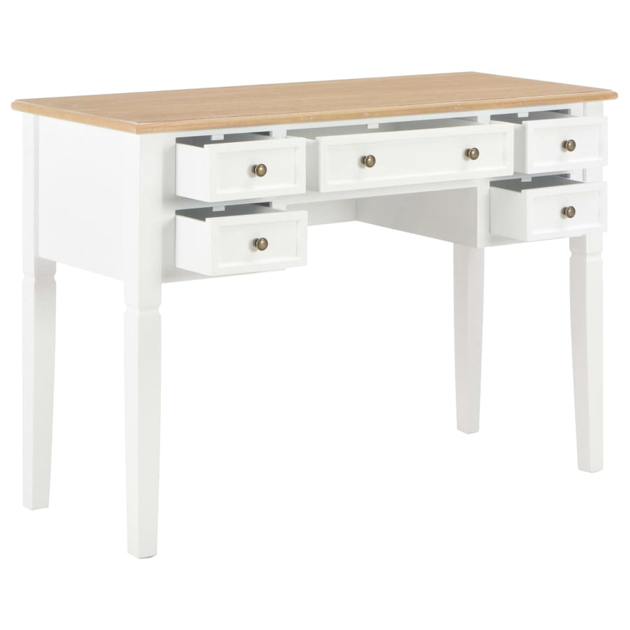 Schrijftafel 109,5X45X77,5 Cm Hout Bruin en wit
