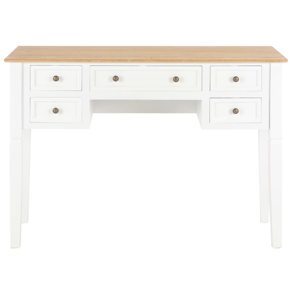 Schrijftafel 109,5X45X77,5 Cm Hout Bruin en wit