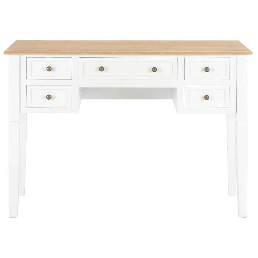 Schrijftafel 109,5X45X77,5 Cm Hout Bruin en wit