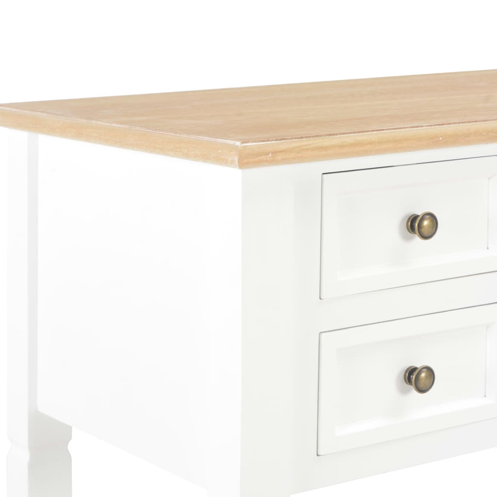 Schrijftafel 109,5X45X77,5 Cm Hout Bruin en wit