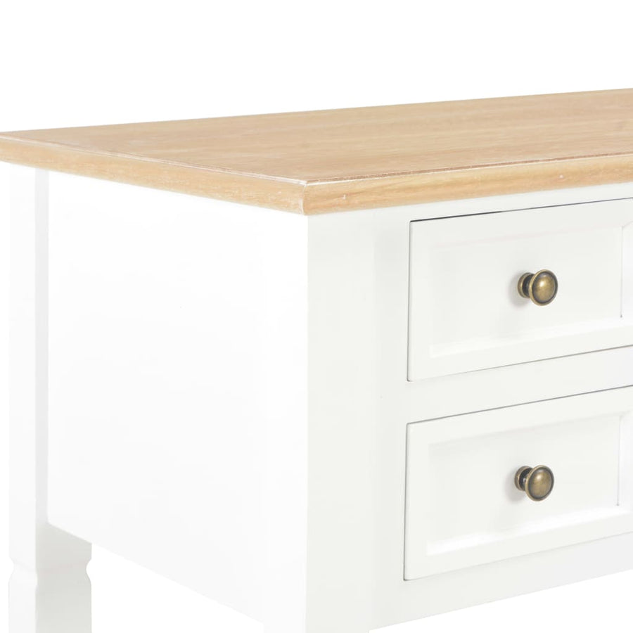 Schrijftafel 109,5X45X77,5 Cm Hout Bruin en wit