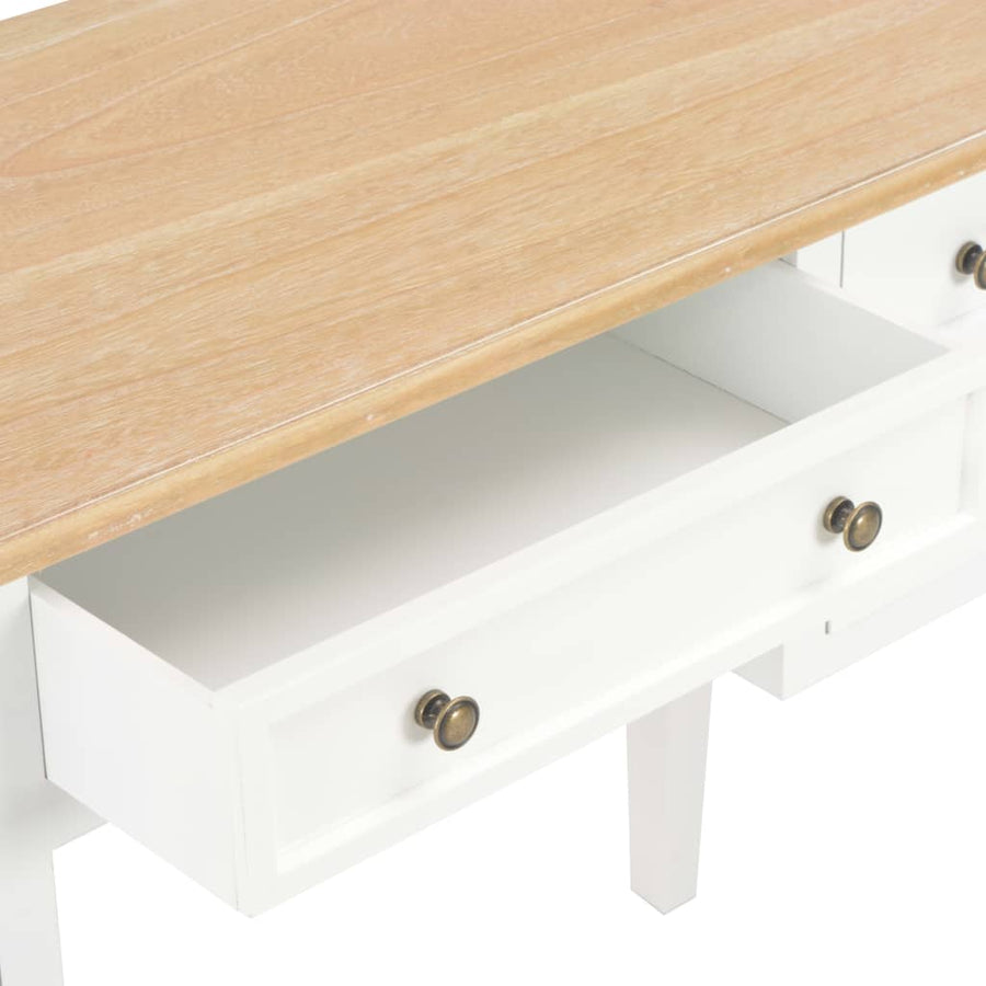 Schrijftafel 109,5X45X77,5 Cm Hout Bruin en wit