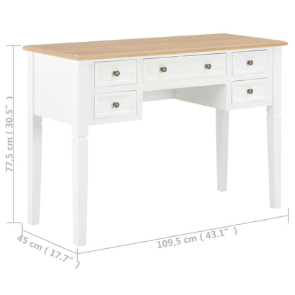 Schrijftafel 109,5X45X77,5 Cm Hout Bruin en wit