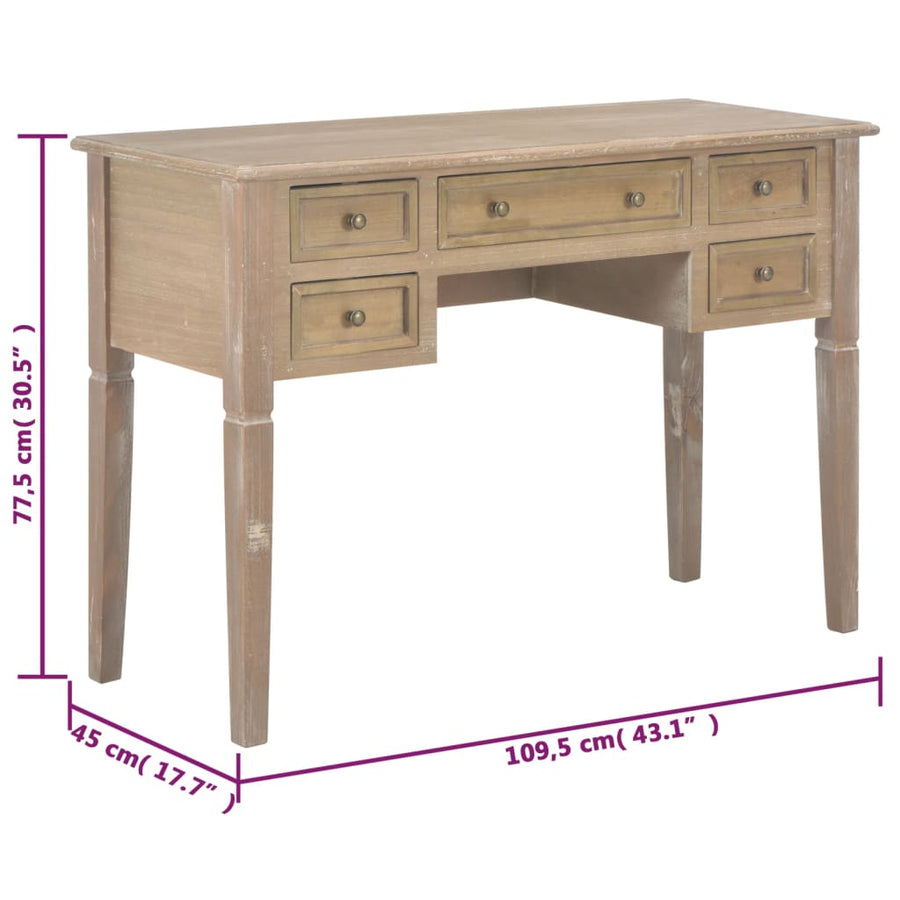 Schrijftafel 109,5X45X77,5 Cm Hout Bruin