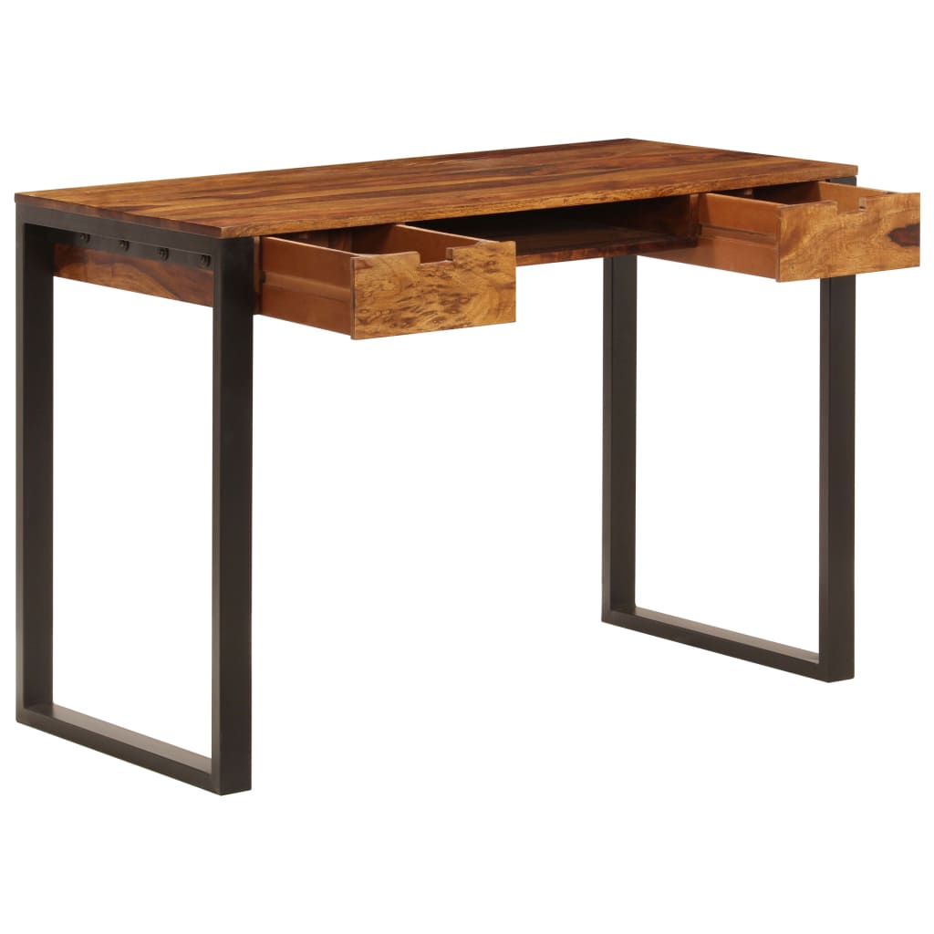 Bureau 110X55X78 Cm Massief Acaciahout En Staal