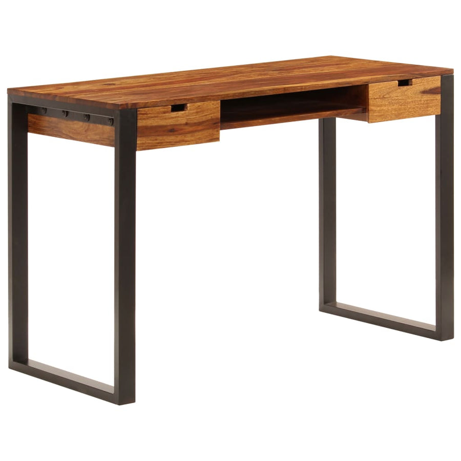 Bureau 110X55X78 Cm Massief Acaciahout En Staal
