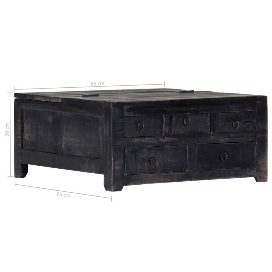 Salontafel 65X65X30 Cm Massief Mangohout Zwart