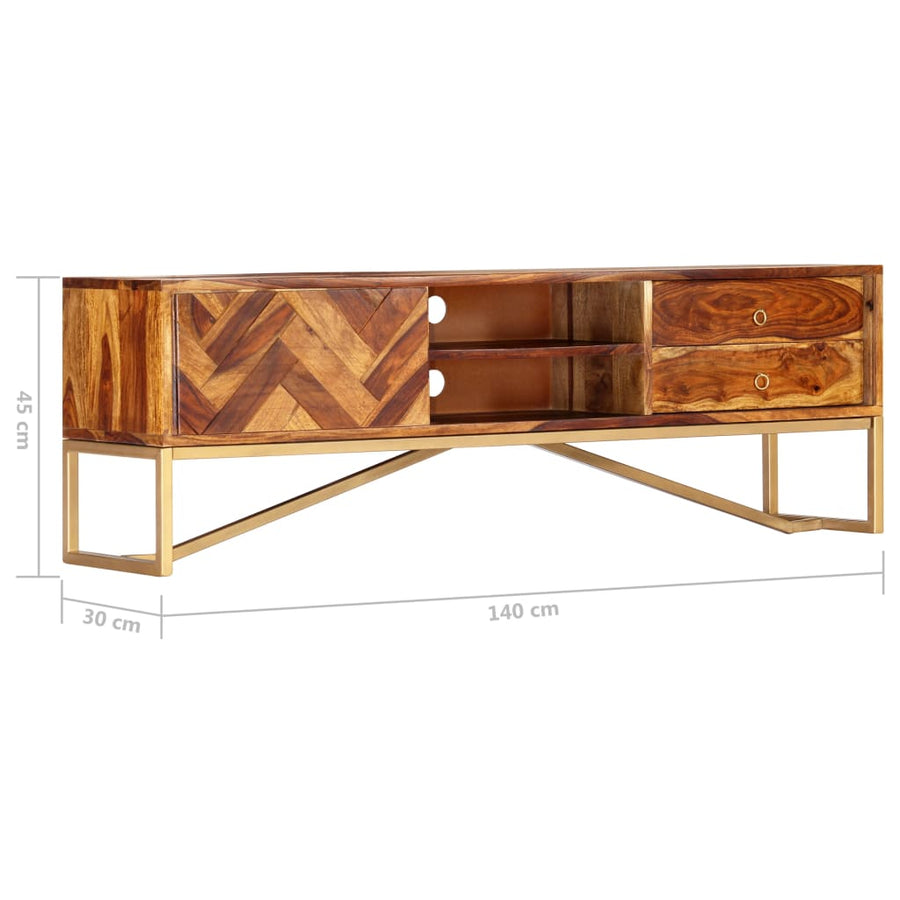 Tv-Meubel 140X30X45 Cm Massief Acaciahout