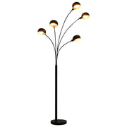 Staande lamp 5xE14 200 cm zwart goud