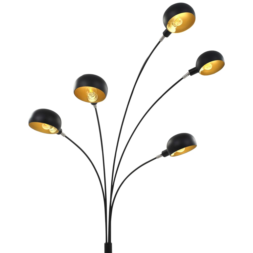 Lamp Staand 5Xe4 200 Cm Zwart en goud