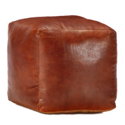 Poef 40x40x40 cm geitenleer tan