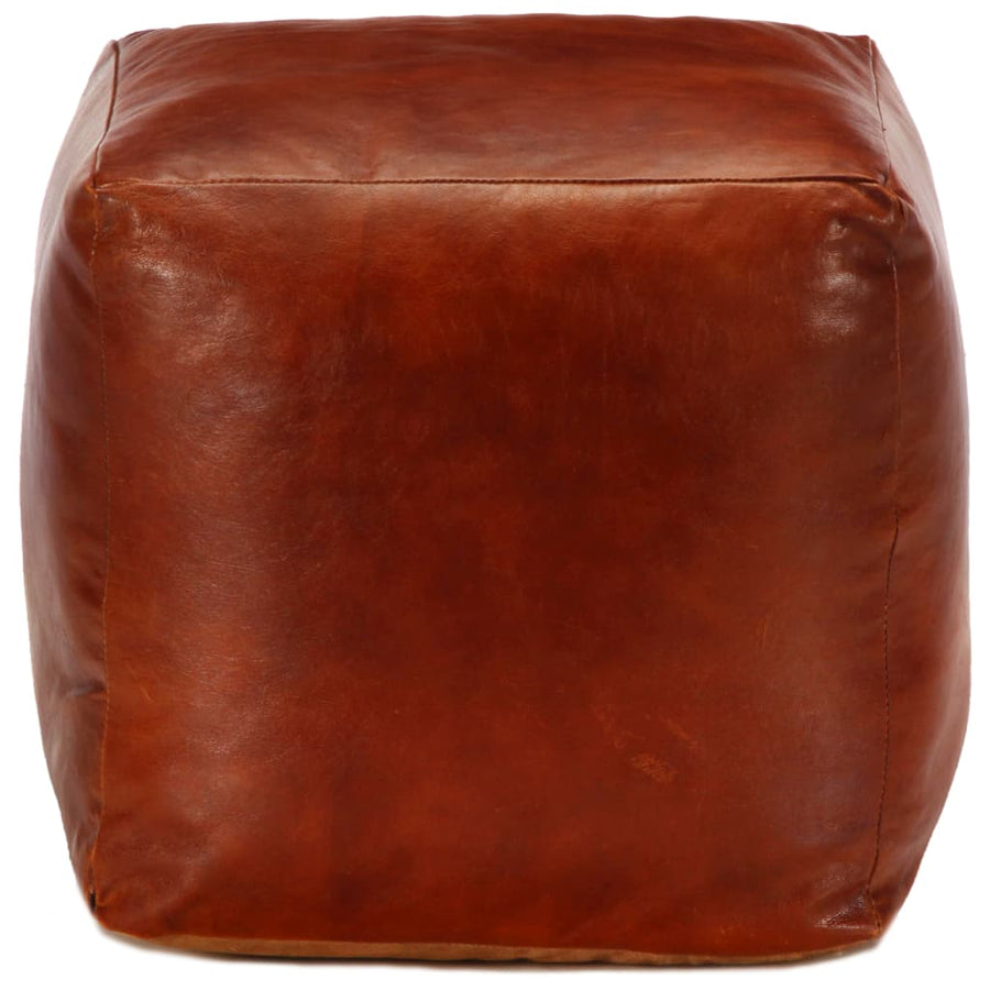 Poef 40X40X40 Cm Echt Geitenleer Tan