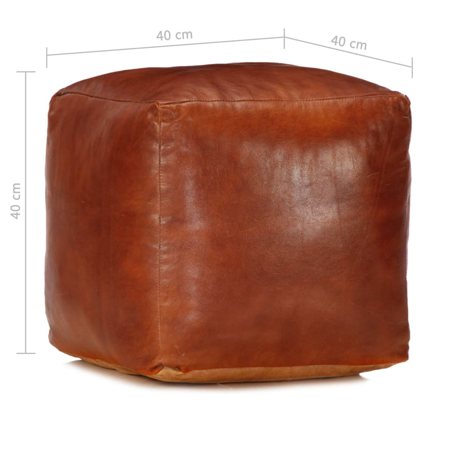 Poef 40X40X40 Cm Echt Geitenleer Tan