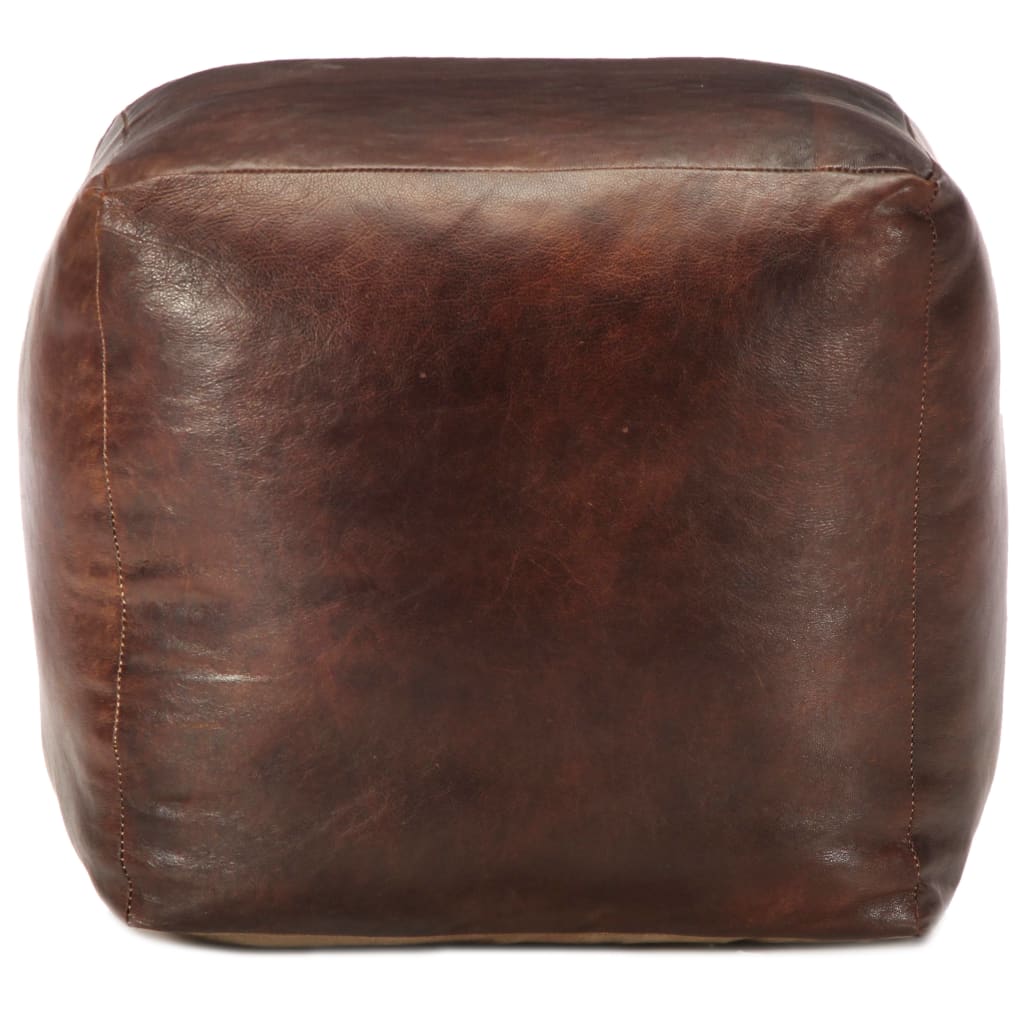 Poef 40X40X40 Cm Echt Geitenleer Donkerbruin
