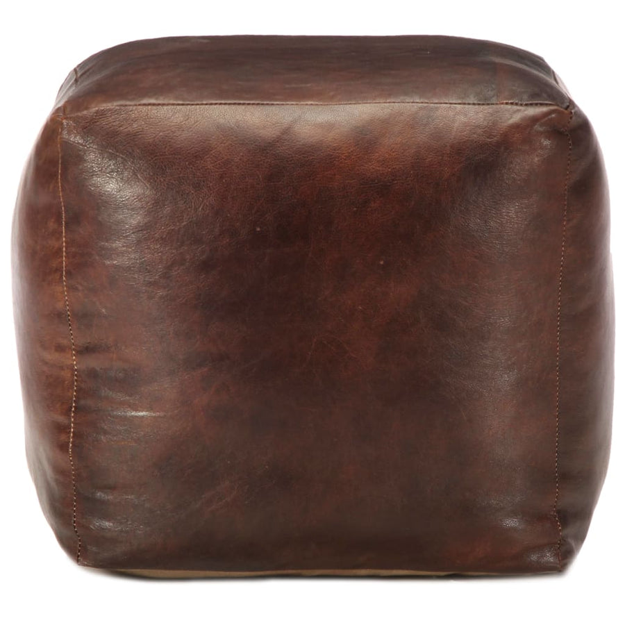 Poef 40X40X40 Cm Echt Geitenleer Donkerbruin