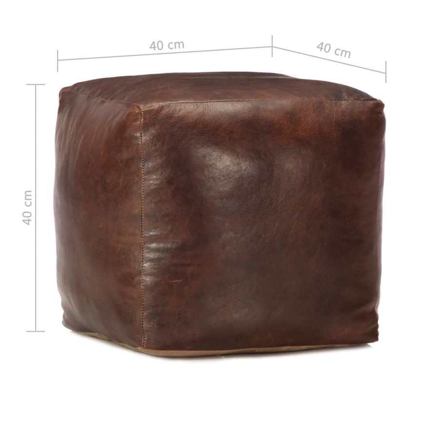 Poef 40X40X40 Cm Echt Geitenleer Donkerbruin