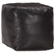Poef 40x40x40 cm geitenleer zwart