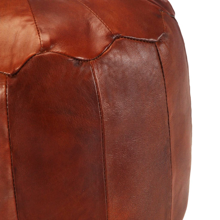 Poef 40X35 Cm Echt Geitenleer Tan