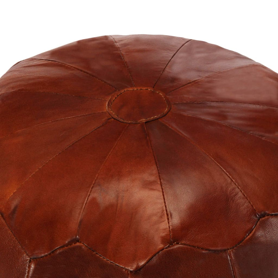 Poef 40X35 Cm Echt Geitenleer Tan