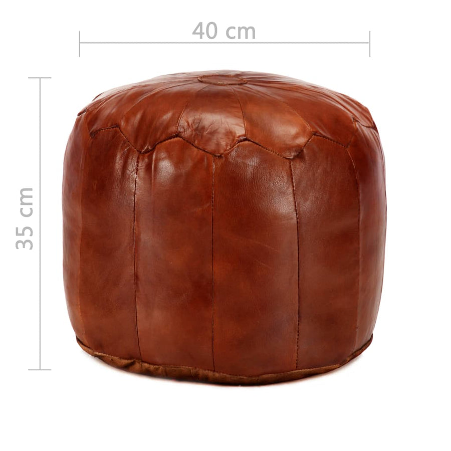 Poef 40X35 Cm Echt Geitenleer Tan