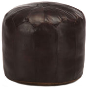 Poef 40x35 cm geitenleer donkerbruin