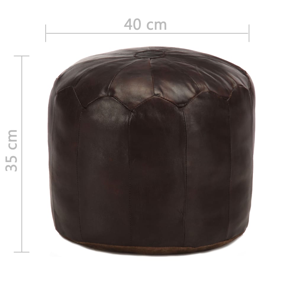 Poef 40X35 Cm Echt Geitenleer Donkerbruin