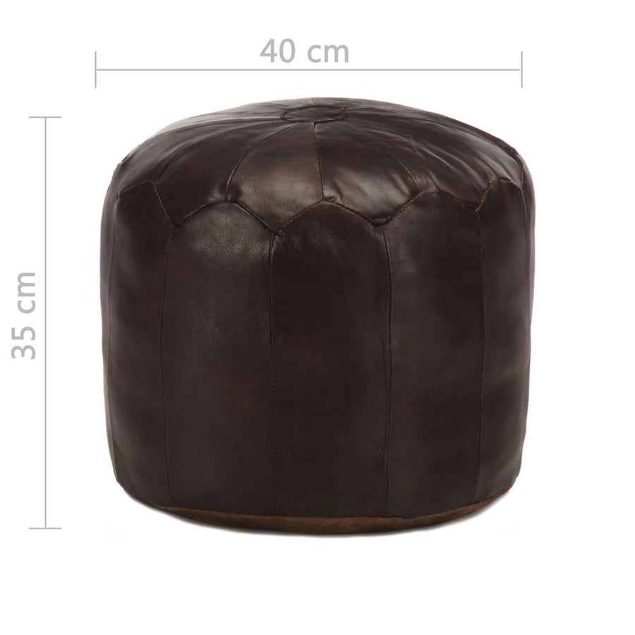 Poef 40X35 Cm Echt Geitenleer Donkerbruin