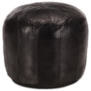 Poef 40x35 cm zwart geitenleer