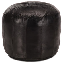 Poef 40X35 Cm Echt Geitenleer Zwart