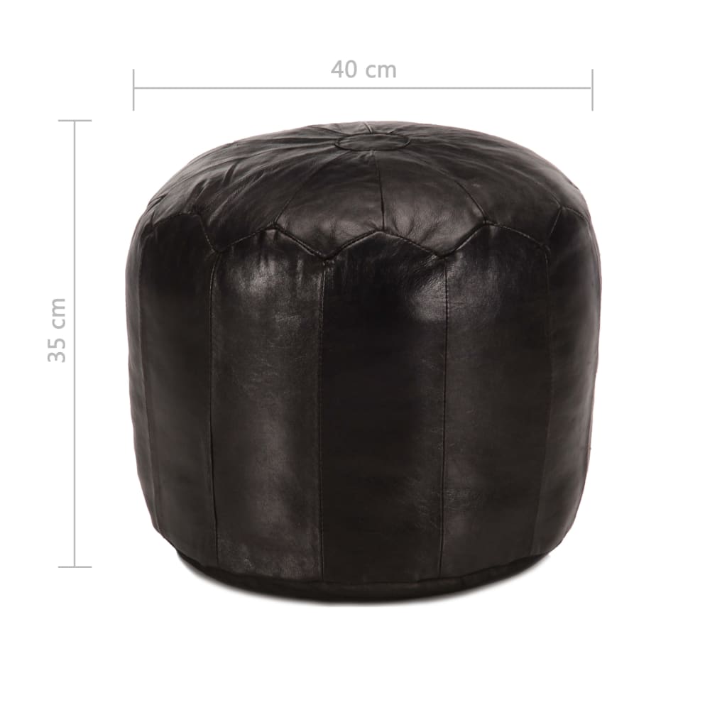 Poef 40X35 Cm Echt Geitenleer Zwart