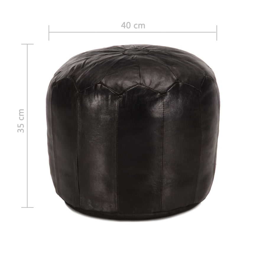 Poef 40X35 Cm Echt Geitenleer Zwart