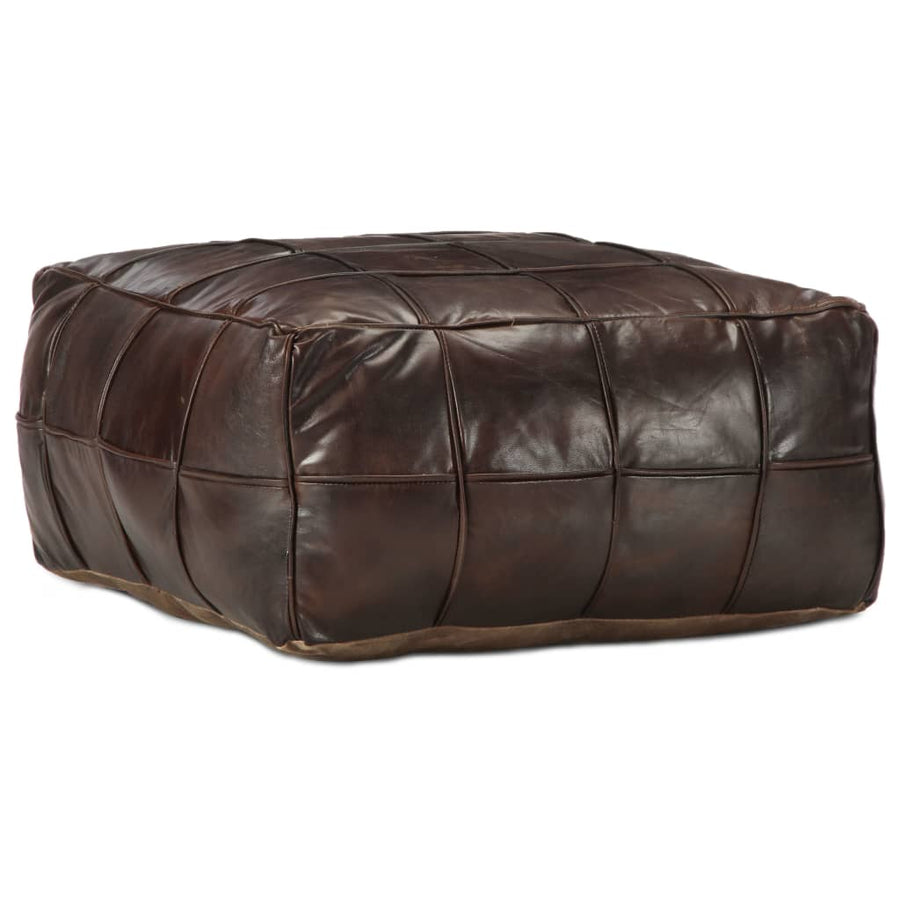 Poef 60X60X30 Cm Echt Geitenleer Donkerbruin