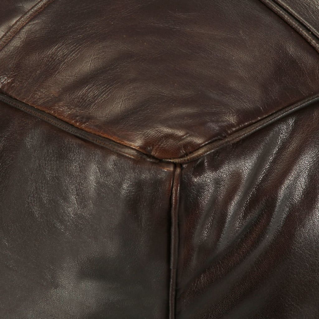 Poef 60X60X30 Cm Echt Geitenleer Donkerbruin