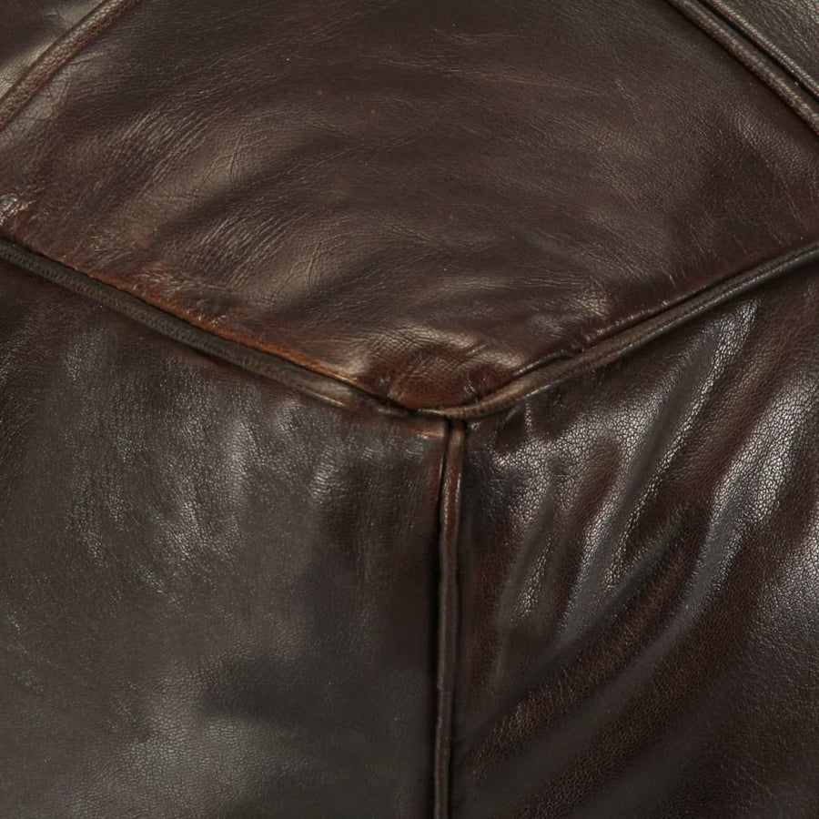 Poef 60X60X30 Cm Echt Geitenleer Donkerbruin