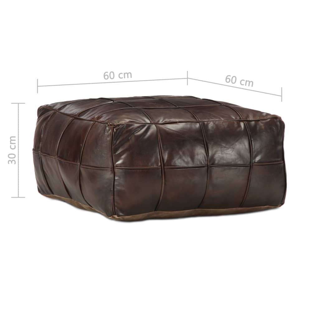 Poef 60X60X30 Cm Echt Geitenleer Donkerbruin