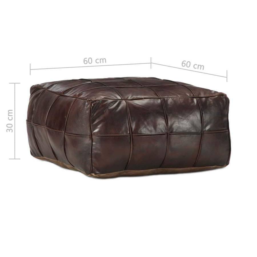 Poef 60X60X30 Cm Echt Geitenleer Donkerbruin