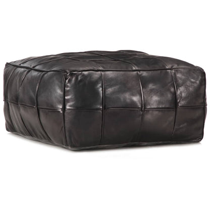Poef 60X60X30 Cm Echt Geitenleer Zwart