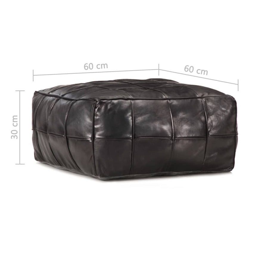 Poef 60X60X30 Cm Echt Geitenleer Zwart
