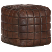 Poef 40x40x40 cm geitenleer donkerbruin