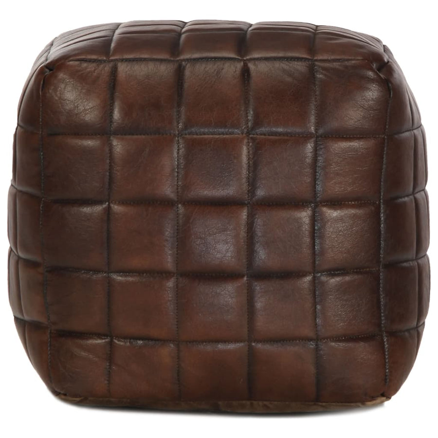 Poef 40X40X40 Cm Echt Geitenleer Donkerbruin