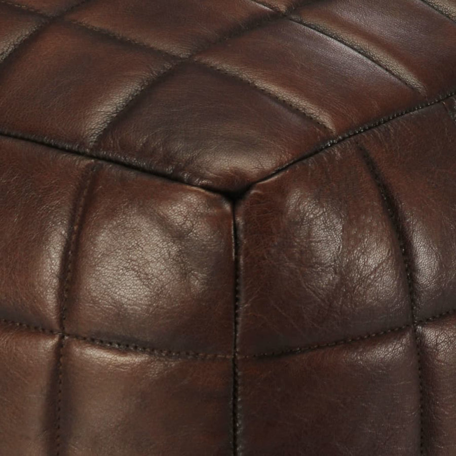 Poef 40X40X40 Cm Echt Geitenleer Donkerbruin