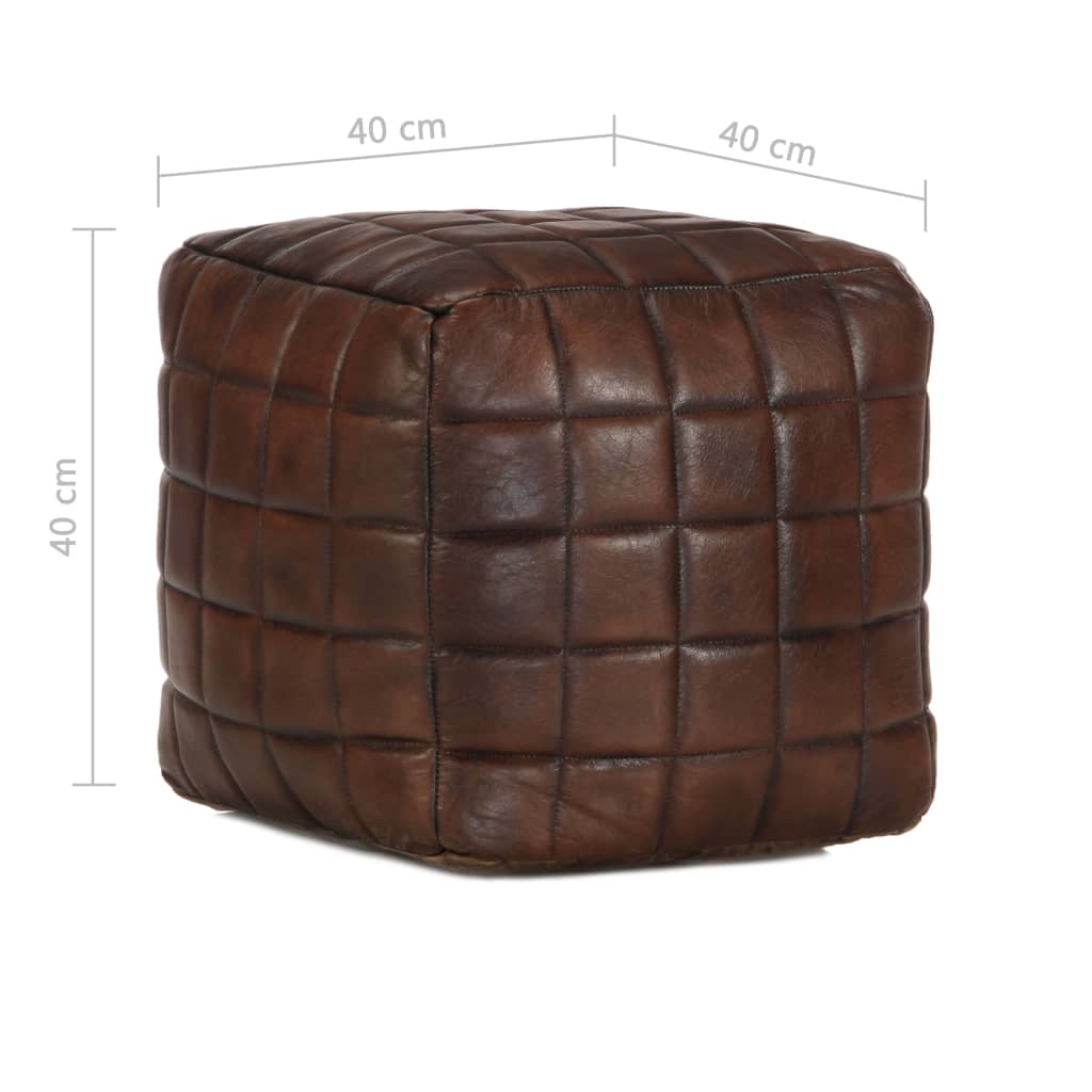 Poef 40X40X40 Cm Echt Geitenleer Donkerbruin
