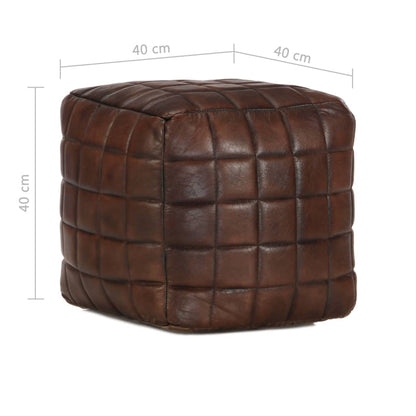 Poef 40X40X40 Cm Echt Geitenleer Donkerbruin