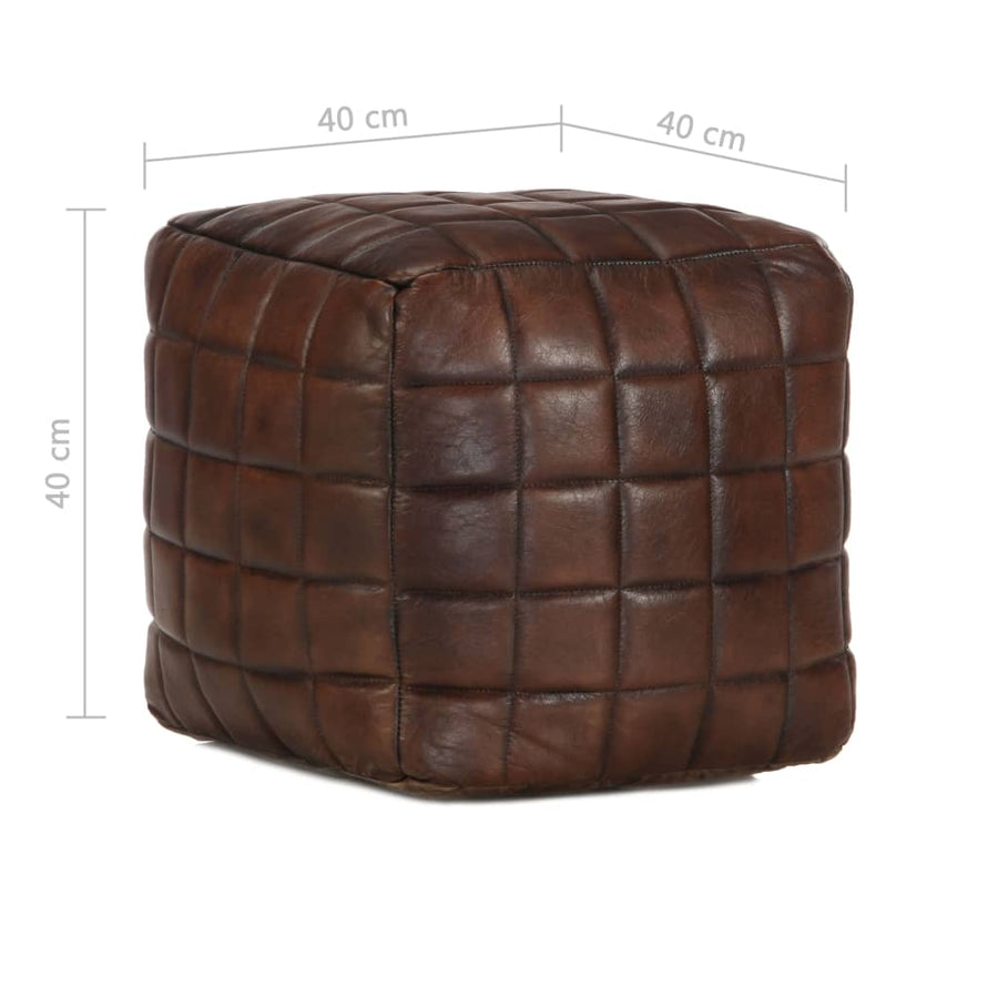 Poef 40X40X40 Cm Echt Geitenleer Donkerbruin
