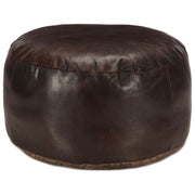 Poef 60x30 cm donkerbruin geitenleer