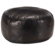 Poef 60x30 cm zwart echt geitenleer