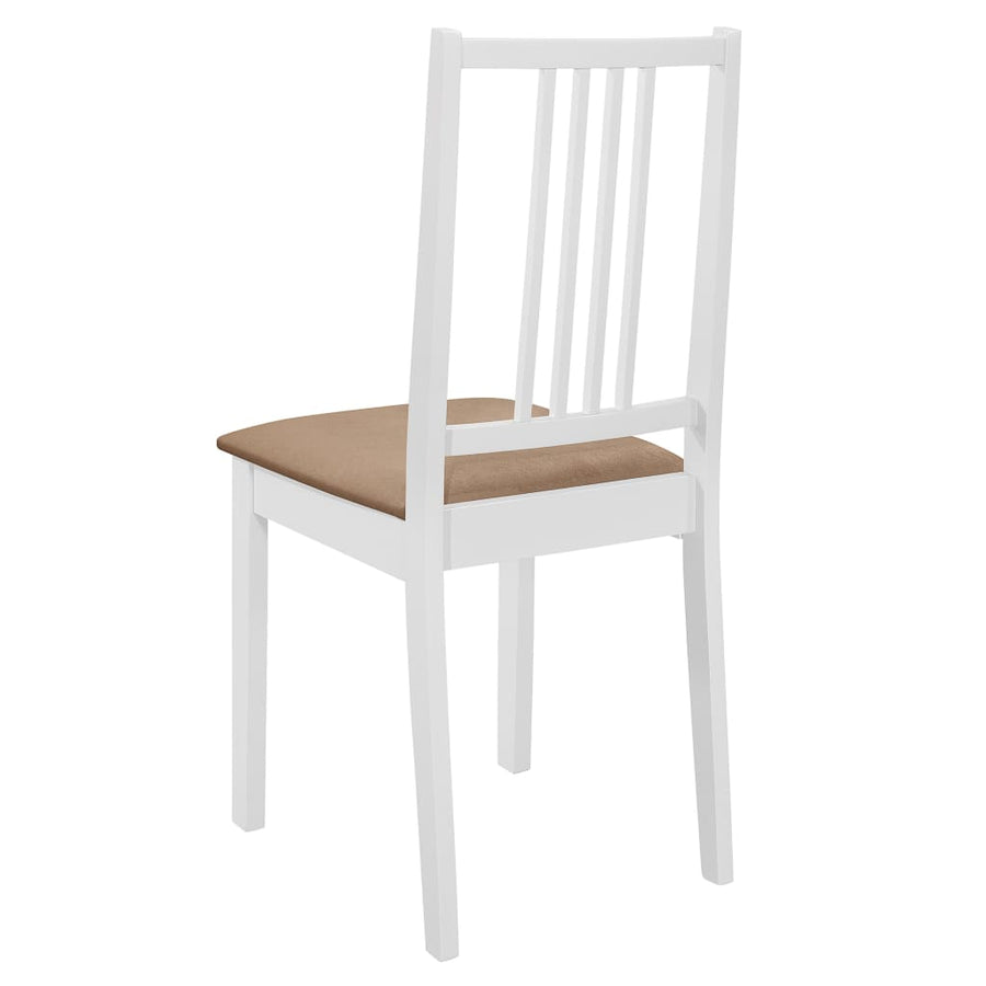 Eetkamerstoelen Met Kussens Massief Hout Wit 4 white and cream