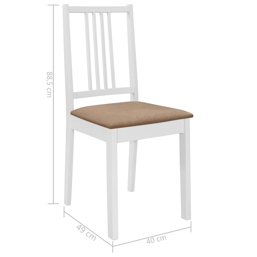 Eetkamerstoelen Met Kussens Massief Hout Wit 4 white and cream